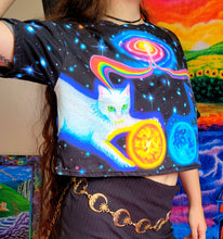 Load image into Gallery viewer, Kosmic Kitty Cotton Crop Tee