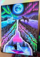 Load image into Gallery viewer, Canvas Print of Aurora Moon (Blacklight Options Available)