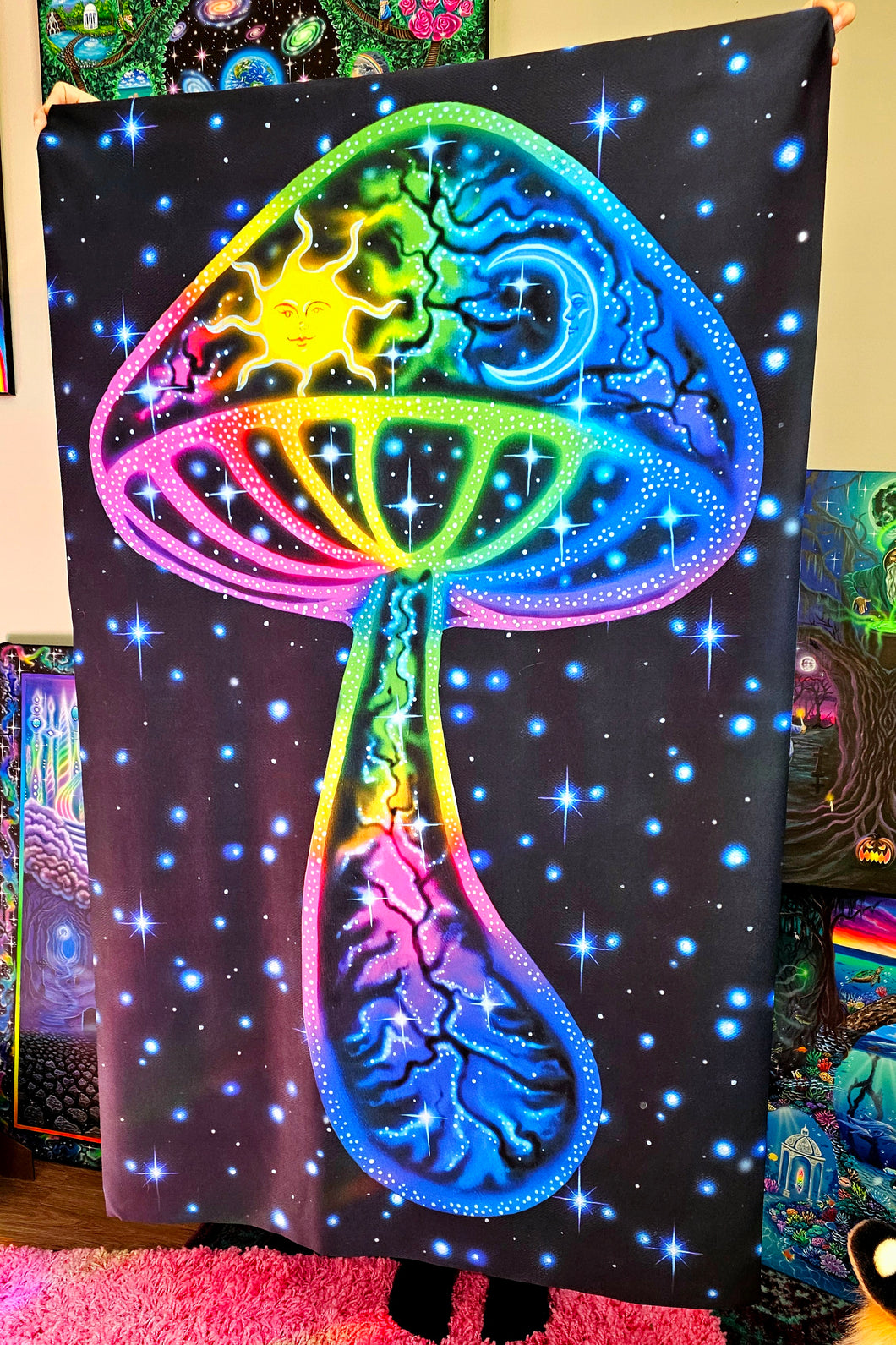 Celestial Mushroom Tapestry