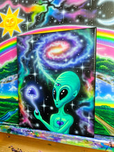 Load image into Gallery viewer, Canvas print of Messages from the Galactic Mushroom (LE- Blacklight Options Available)