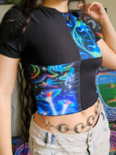 Load image into Gallery viewer, Handmade Patchwork Crop Tee- size XS- RTS