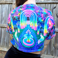 Load image into Gallery viewer, Cosmic Garden Cotton Crop Tee- Size Small (Misprint)
