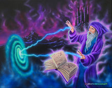 Load image into Gallery viewer, Canvas print of Spellcaster (LE- Blacklight Options Available)