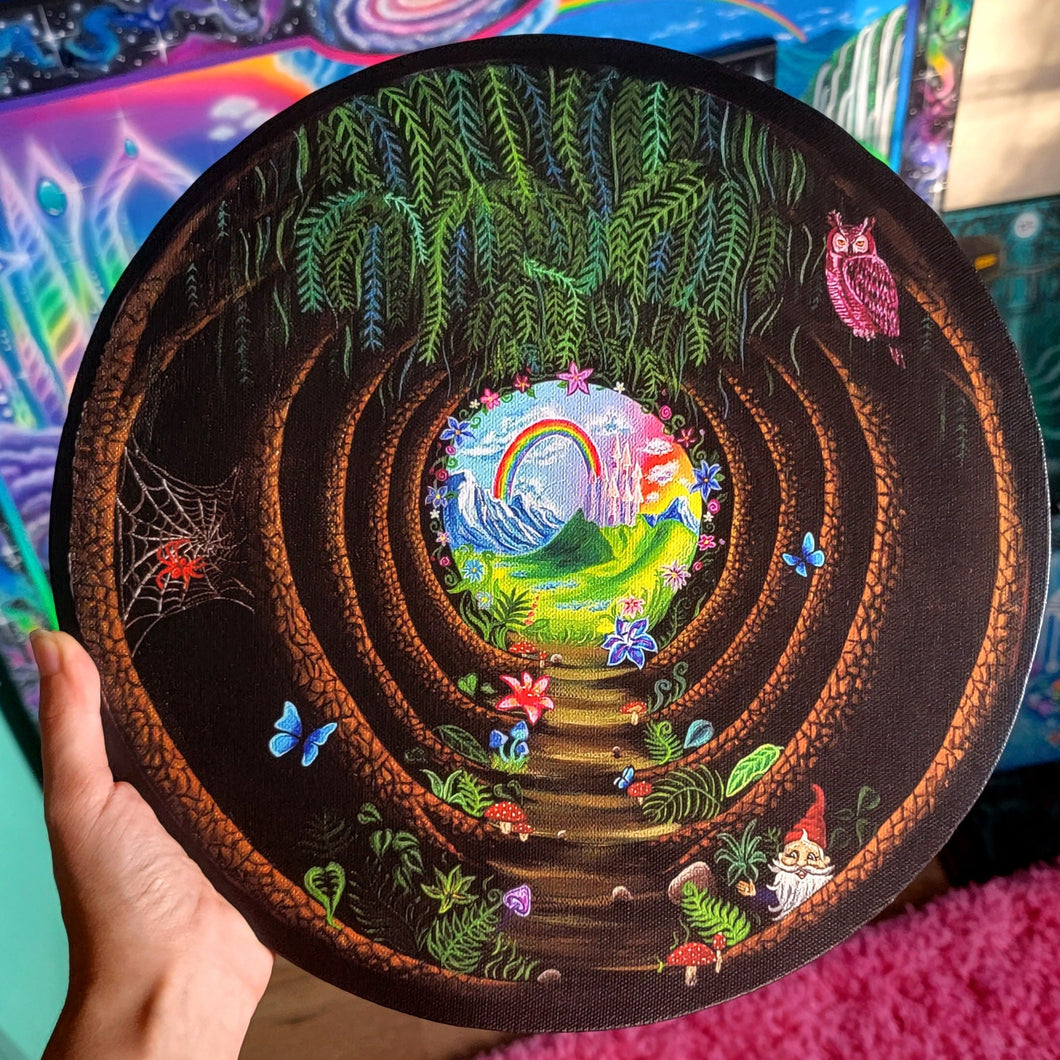 Round Canvas Print of Into the Forest
