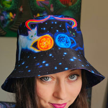 Load image into Gallery viewer, Reversible Bucket Hat- Kosmic Kitties/Inner Kingdom

