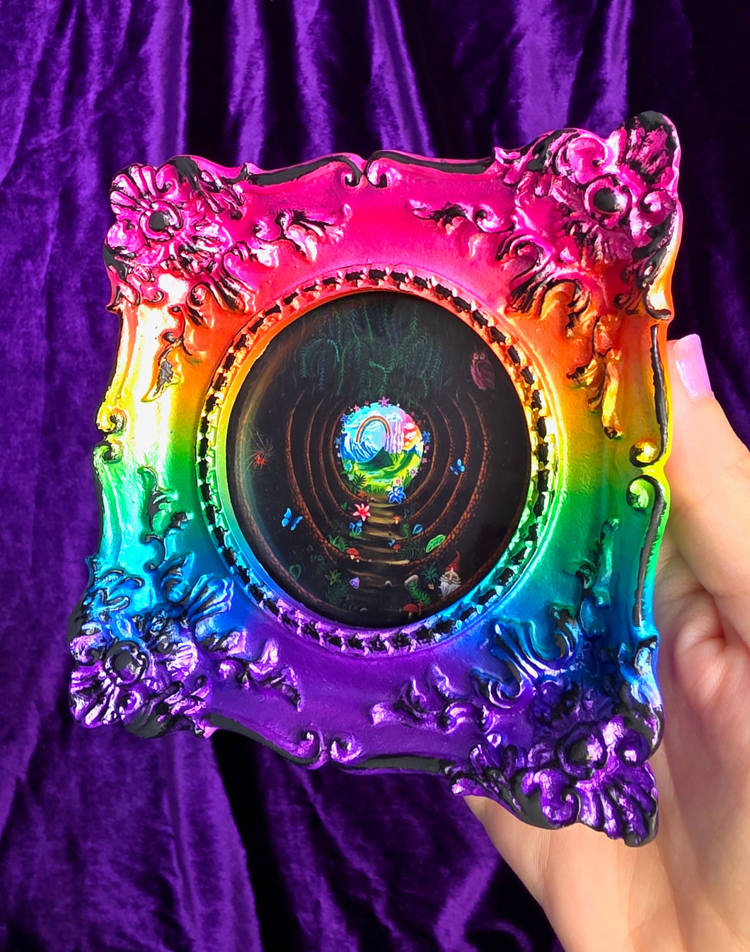 Rainbow Painted Frame- Into the Forest Print