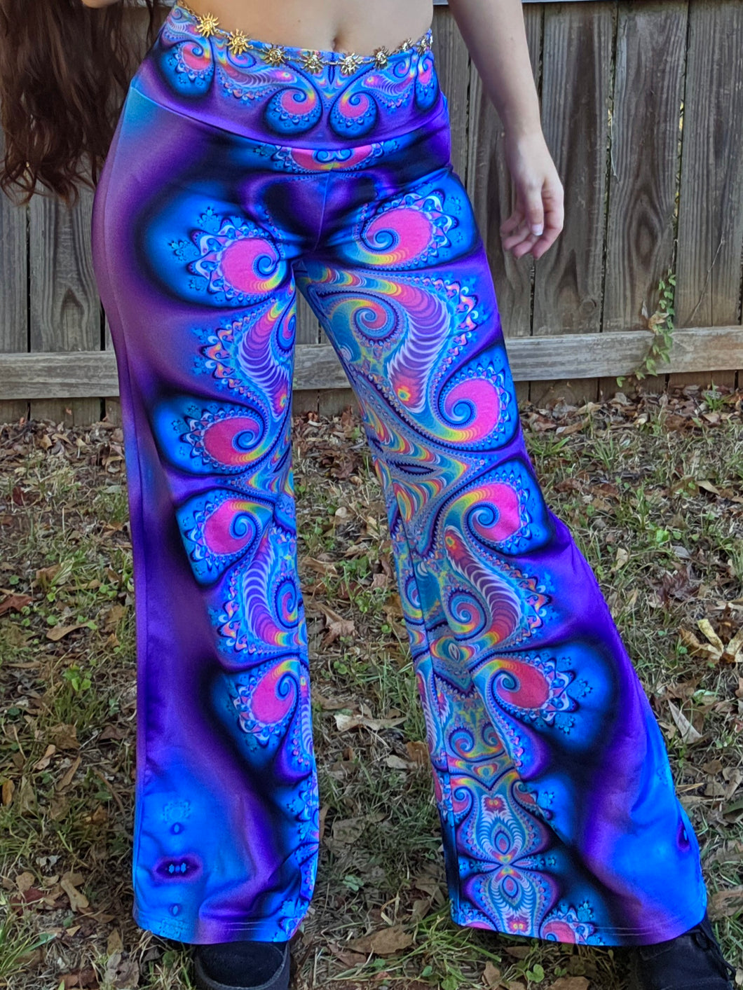Holo Fractal Flare Pants- Small