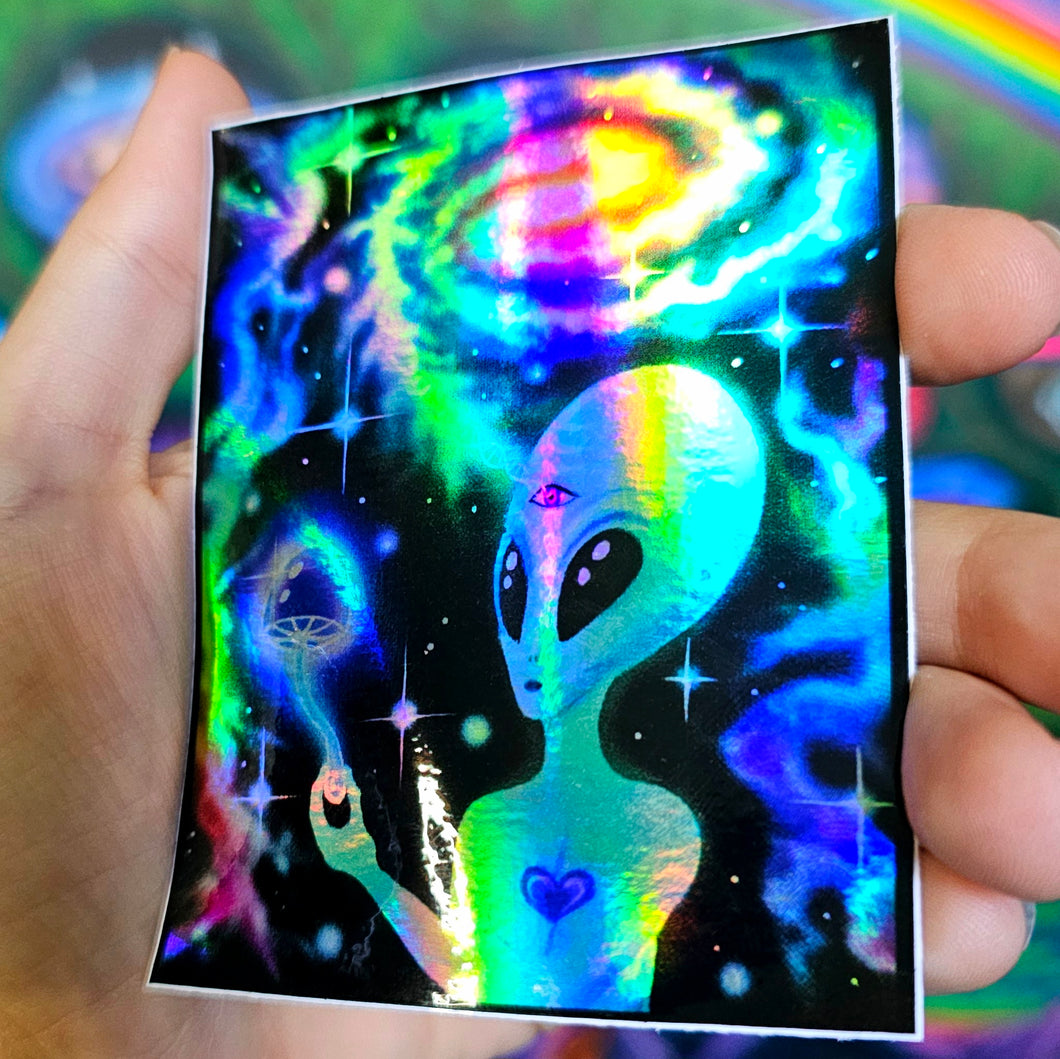 Holographic Alien Sticker