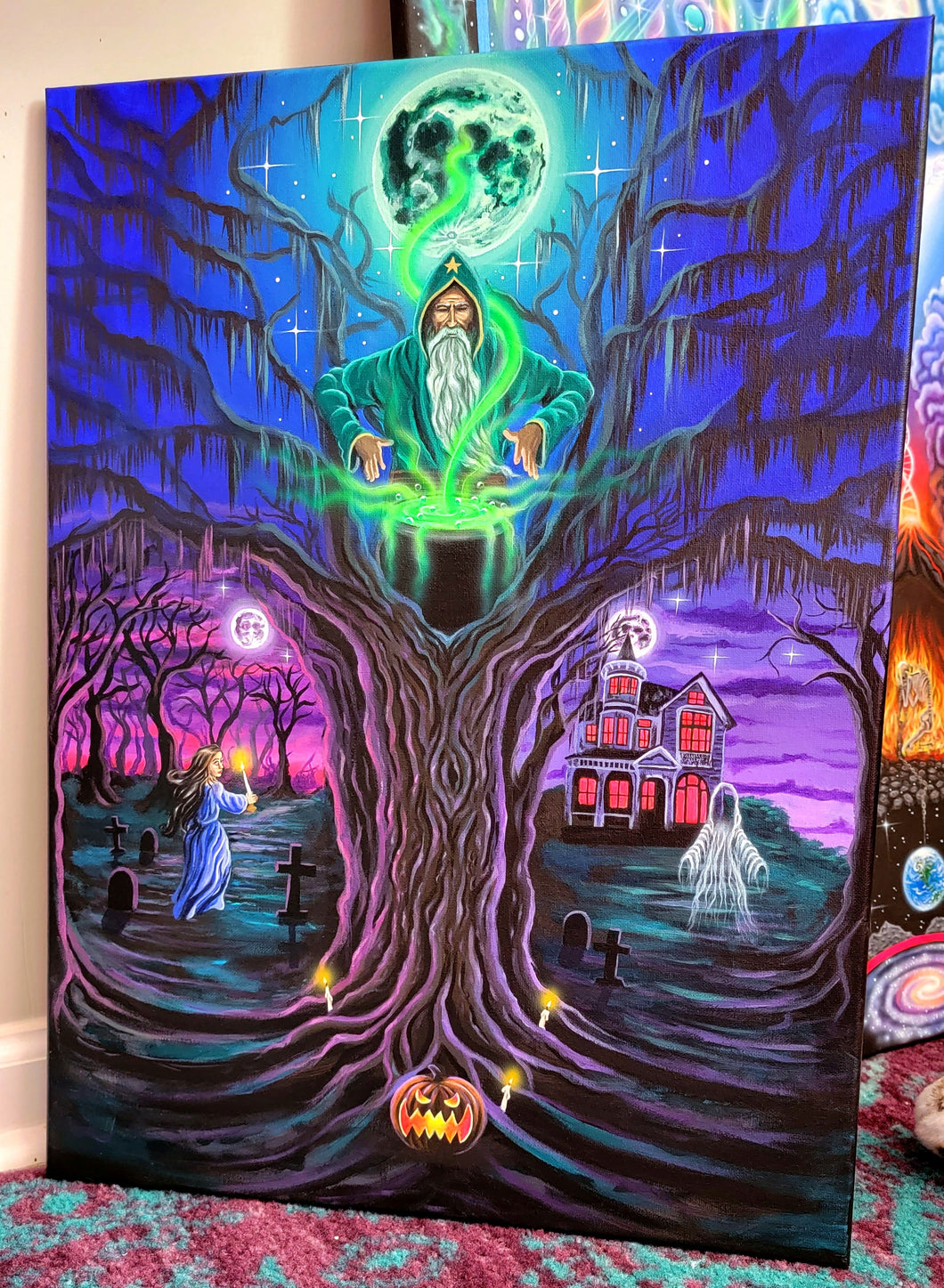 Canvas Print of Conjuring Spirits (Blacklight options available)