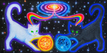 Load image into Gallery viewer, Tapestry of Kosmic Kitties

